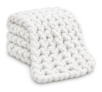 Plaid Grosse Maille Blanc Crème, Couverture en Chenille pour Canapé et Lit | Fil chenille doux et maille épaisse pour décorer un canapé, un lit ou un fauteuil avec une texture chaleureuse