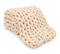 Plaid Grosse Maille Blanc Crème, Couverture en Chenille pour Canapé et Lit | Fil chenille doux et maille épaisse pour décorer un canapé, un lit ou un fauteuil avec une texture chaleureuse