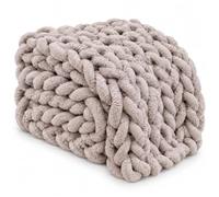 Plaid Grosse Maille Blanc Crème, Couverture en Chenille pour Canapé et Lit | Fil chenille doux et maille épaisse pour décorer un canapé, un lit ou un fauteuil avec une texture chaleureuse