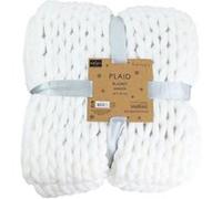 HOME DECO FACTORY - TX8072, Plaid Couverture Polaire Grosse Maille Chunky Ecru, Douce et Réconfortante, Conçue pour Décoration Intérieure, Taille Unique, Couleur Ecru
