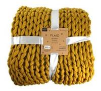 Plaid grosses mailles Chunky 120 x 150 cm jaune Jaune G