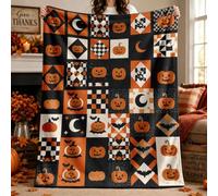 Plaid Halloween Squelette Motif Citrouille Toile d'Araignée Doux pour Salon
