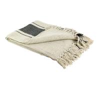 Plaid - HOME DECO FACTORY - Berbère - À franges - Rayures - Beige et noir