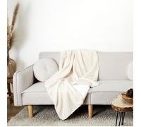 HOME DECO FACTORY The Plaid en Polyester Doublure Sherpa Boucle 120 x 150 cm