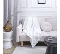 HOME DECO FACTORY - TX0237, Plaid en Flanelle Damier Blanc et Beige, Conçu pour Le canapé ou Le lit, Doux et élégant, Facile à Entretenir, Dimensions 120x150 cm, Couleur Blanc et Beige