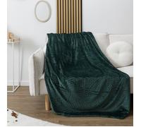 HOME DECO FACTORY Plaid TX0121 doux polyester motif en relief 150 x 200 cm vert sapin