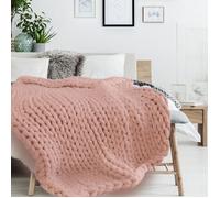 Plaid - HOME DECO FACTORY - Grosse Maille - Chunky - Rose
