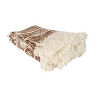 Plaid - Home Deco Factory - Maille Tressée - Franges - Marron