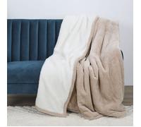 Plaid - Home Deco Factory - Nid Abeille - Ultra-doux - Beige - 180 X 220 Cm
