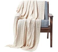 Plaid - HOMESCAPES - 130 x 170 cm - 100% coton - Style Scandinave - Lavable à la main