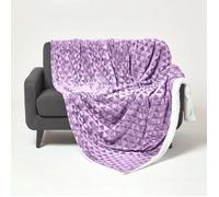 Plaid - HOMESCAPES - Violet clair - 130 x 160 cm - Polaire - Revers sherpa