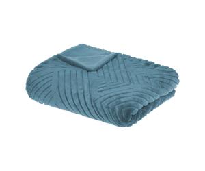 Plaid imitiation fourrure effet 3D - Bleu Canard - Dim. 180 x 230 cm