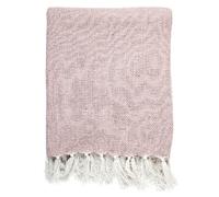 Plaid imprimé géométrique avec franges nouées - 125x150cm - Rose