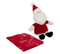 Plaid Imprimé & Peluche Père Noël 75x90cm Rouge