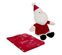 Atmosphera – Plaid imprimé avec peluche « Père Noël » 75 x 90 cm Rouge