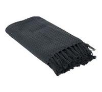 Plaid Jeté de Canapé Gaufré 130x160cm 100% Coton Gris Anthracite avec Franges - CUSHY