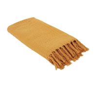 Plaid Jeté de Canapé Gaufré 130x160cm 100% Coton Ocre avec Franges - CUSHY - ALTOBUY Orange G