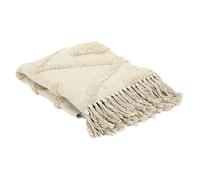 AltoBuy Plaid Jeté Ethnique Tufté 125x150cm Beige Formes Losanges - Samira