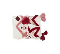 Plaid Jeté Ethnique Tufté 130x150cm Intérieur/Extérieur Coton Blanc et Rose avec Pompons - CMP_Drop