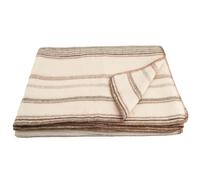 Plaid laine mélangée et mohair 120x180 cm BAYONNE bayadère beige naturel/caramel