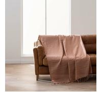 Douceur d'Intérieur – Plaid à franges Lilia – 240 x 260 cm – Coton uni – Mocha