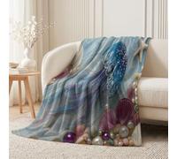 Plaid Méduse Coquillage Perle 100x130 cm Flanelle Plaid Canape | Lavable en Machine Moderne Luxe Plaid Doux Idéal pour Fauteuil Lit Chambre D'Étudiant Ou Maison