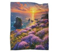 Plaid Microfibre 3D Côte Fleurie Douceur Polaire | 70×80inchtoucher microfibre doux léger chaleur motif floral déco salon jeté lit entretien facile usage voyage