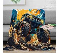 Plaid microfibre imprimé 3D monster truck douceur canapé | 70×80inchmicrofibre douce toucher polaire léger chaleur salon lit déco impression 3D cadeau accent maison