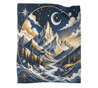 Plaid microfibre imprimé 3D montagne nuit toucher polaire | 80×90inchdouceur microfibre canapé cocooning chaleur légère entretien facile
