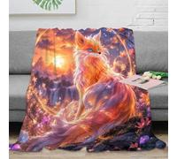 Plaid microfibre imprimé 3D renard doux toucher polaire | 70×80inchmicrofibre moelleuse chaleur légère déco canapé chambre ambiance féerique idée cadeau