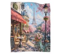 Plaid microfibre motif café Paris déco chambre salon | 50x60inchtoucher doux microfibre chaleur légère canapé lit accent voyage