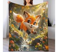 Plaid microfibre renard 3D imprimé doux toucher polaire | 50x60inchmicrofibre peluche confort chaleur légère canapé lit décoration