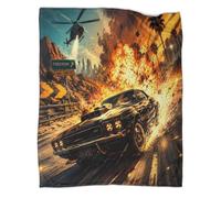 Plaid microfibre voiture action impression 3D toucher polaire doux | 40x50inchconfort microfibre moelleux léger chaleur déco canapé lit design audacieux