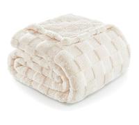 Plaid - Motif Carreaux 3D - Doux et Chaud - 100x150 cm - Entretien Facile