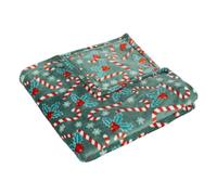 Plaid Motif Houx et Cannes à Sucre de Noël Vert et Rouge 130 x 180 cm - Feeric Christmas