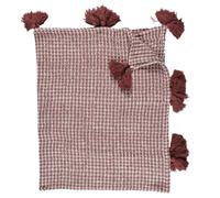 Plaid - HOME DECO FACTORY - Gaufre à Pompons - Rouge et Blanc