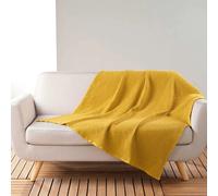 Plaid Nid d'Abeille Uni Gaufrette 125x150cm Jaune