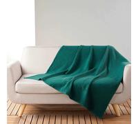 Plaid Nid d'Abeille Uni Gaufrette 125x150cm Pétrole