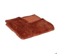 Atmosphera - Plaid Ollis doux uni flanel 130x180 cm Rose Terracotta