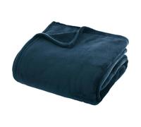 Atmosphera – Plaid uni en flanelle – Bleu égéen 180x230 cm
