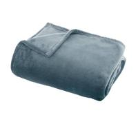 Atmosphera – Grand plaid en flanelle uni – 180 x 130 cm – Bleu Orage