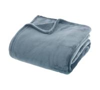 Atmosphera – Plaid uni en flanelle – 180x230 cm – Bleu Orage