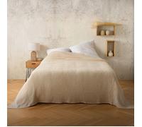 Plaid ou couvre lit 100% coton nid d’abeille Beige 240x260 cm