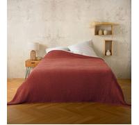 Plaid ou couvre lit 100% coton nid d’abeille Terracotta 125x150 cm