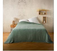 Plaid ou couvre lit 100% coton nid d’abeille Vert 240x260 cm