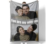 Plaid personnalisé avec photos & texte, Couverture personnalisée photo,Plaid personnalisable avec pour couple, famille,d’anniversaire cadeaux SaintValentin, Noël idée cadeau,cadeau personnalisé festif