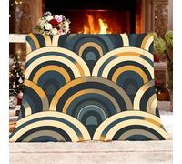 Plaid personnalisé Doux Polaire 130x150 cm Moderne GéOméTrique Courbes Plaid personnalisé Photo Texte, Cadeau Insolite Original utile Vert pour la Deco de la Maison Couverture Couvre lit