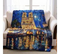 Plaid Polaire 130 x 150 cm Les Tours Jumelles de Paris Couverture Flanelle Douce et Chaude pour Canapé et Lit, Enfant et Adulte