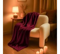 Couverture, plaid polaire 150 x 200 cm en flanelle ultra doux - Prune - Vivezen