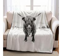 Plaid Polaire Animal Haut Bas Vache Noir 100 x 130 cm Imprimé 3D Couverture Flanelle Douce et Moelleuse pour Canapé et Lit, Enfant et Adulte